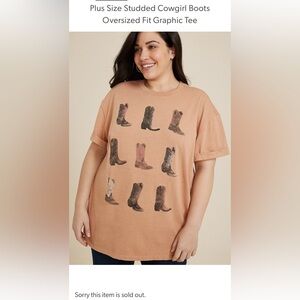 Plus Size Graphic Tee with Boot Print XL